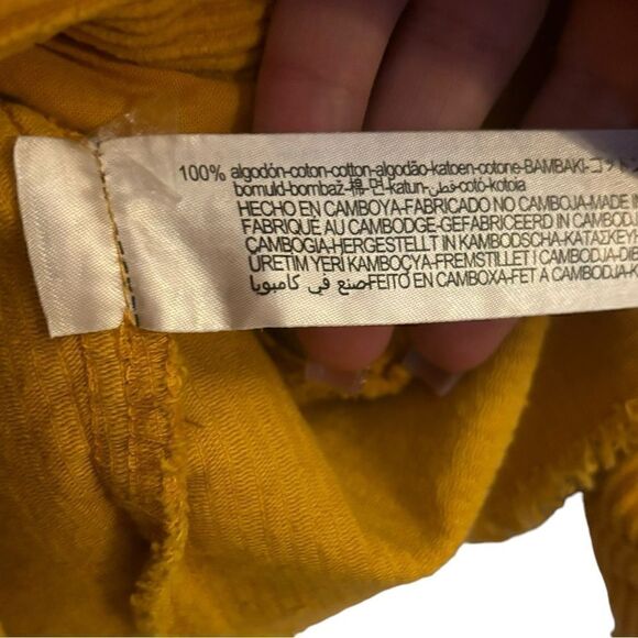 Zara Women’s Mustard Yellow Corduroy Oversized Raw Hem Jacket Shacket Pockets Sm - Picture 9 of 9